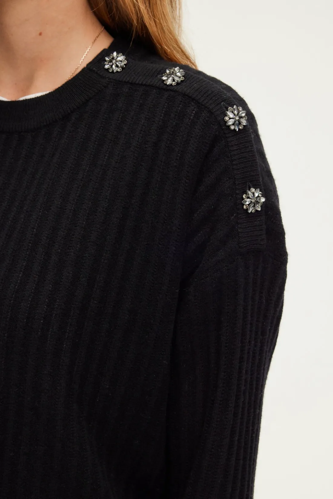 Pablo Pull à boutons en strass - JASSIA Noir Discount