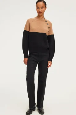 Pablo Pull à col montant bicolore - JOVIANE Noir Cheap
