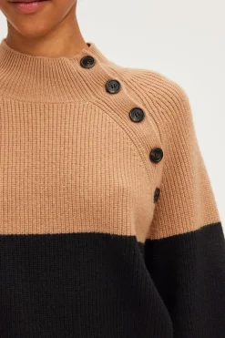 Pablo Pull à col montant bicolore - JOVIANE Noir Cheap
