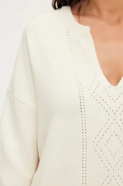Pablo Pull écru ajouré en laine - JULICIA Ecru Sale