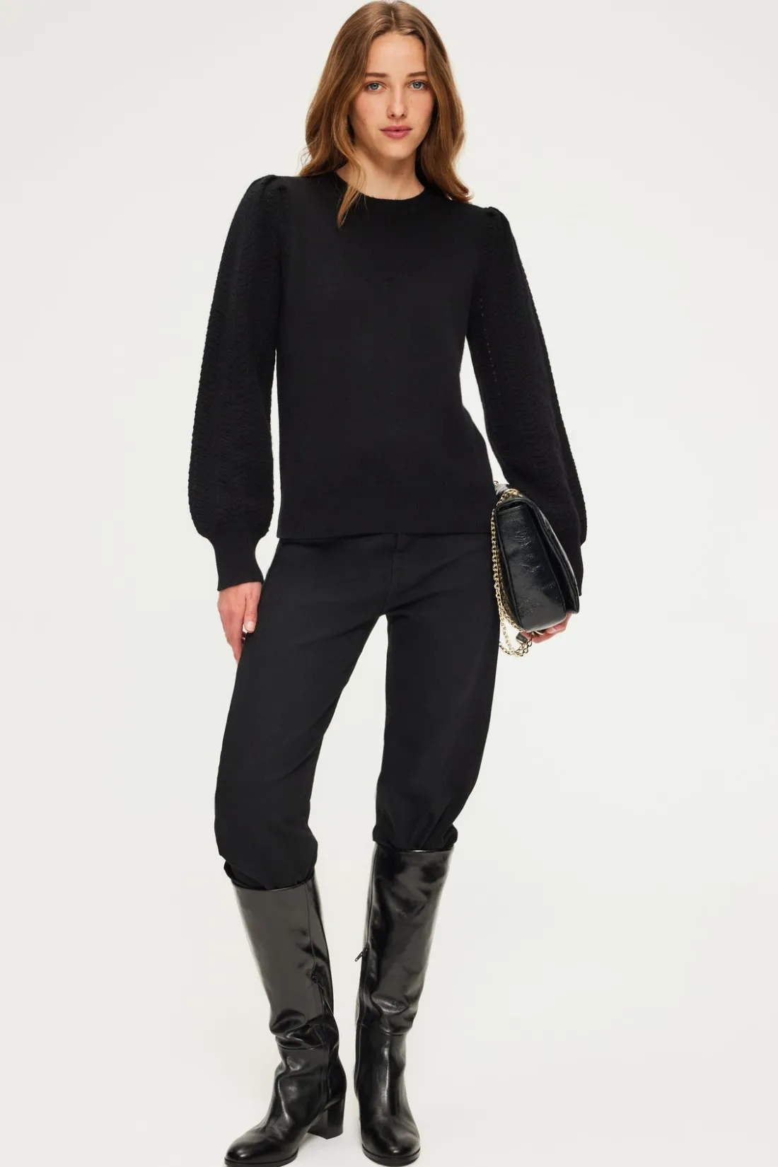 Pablo Pull en laine à manches ajourées - JANITA Noir Best Sale