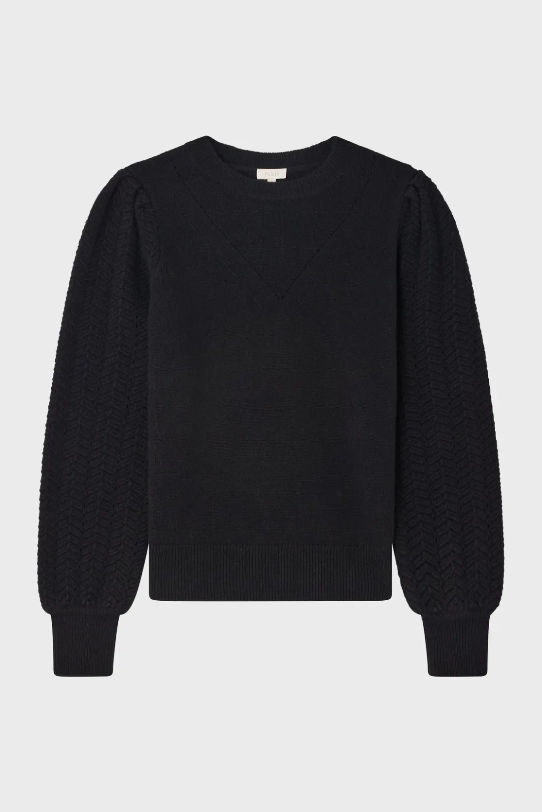 Pablo Pull en laine à manches ajourées - JANITA Noir Best Sale