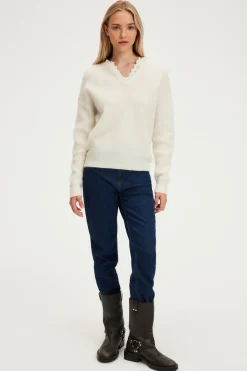 Pablo Pull mohair à col dentelle - JULETTE Ecru Discount