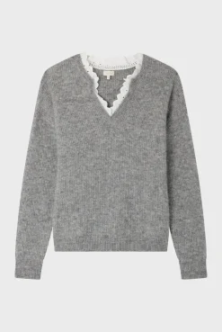 Pablo Pull mohair à col dentelle - JULETTE GrisChiné Online