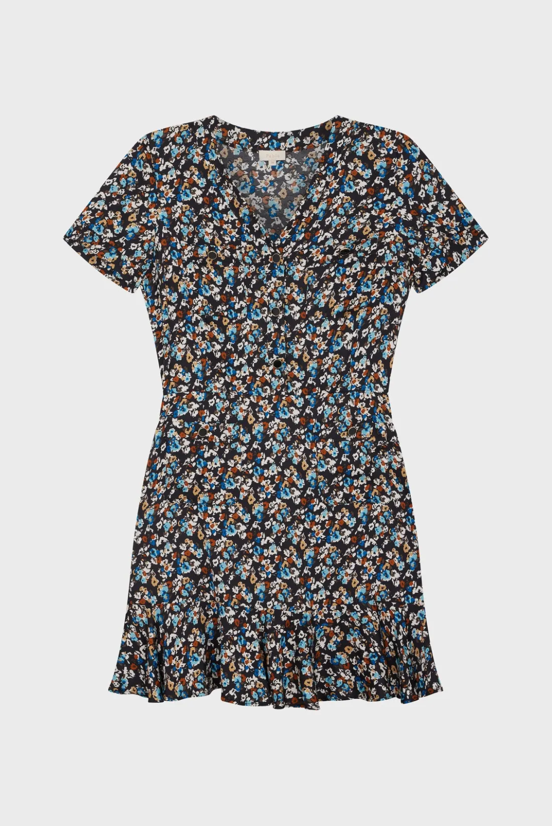 Pablo Robe courte cintrée à fleurs - SABRIA Noir Outlet