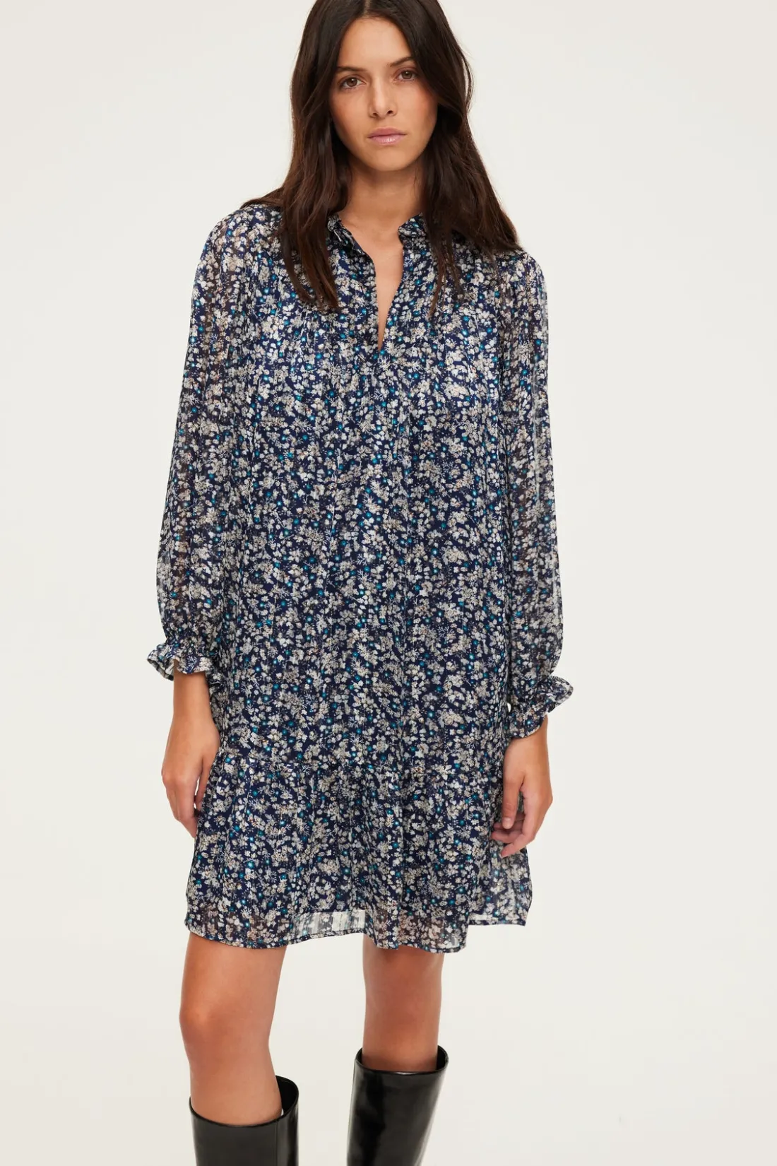 Pablo Robe courte en mousseline fleurie - SAMARE Encre Clearance