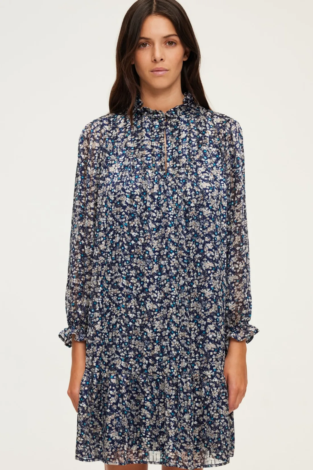 Pablo Robe courte en mousseline fleurie - SAMARE Encre Clearance