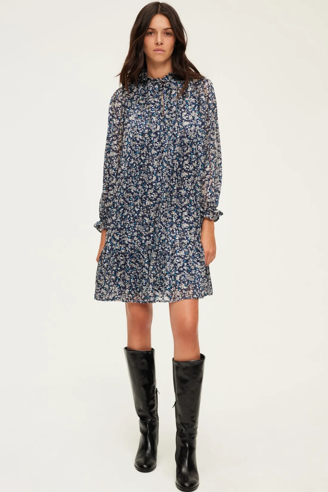 Pablo Robe courte en mousseline fleurie - SAMARE Encre Clearance
