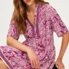 Pablo Robe courte et fluide à fleurs - SORINE Fuchsia Sale