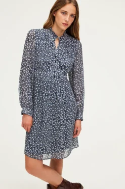 Pablo Robe courte imprimé floral bicolore - SHANA Indigo Online