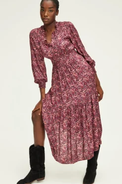 Pablo Robe longue cintrée à fleurs -SALIANE Rose Flash Sale