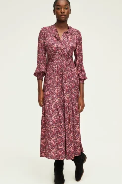 Pablo Robe longue cintrée à fleurs -SALIANE Rose Flash Sale