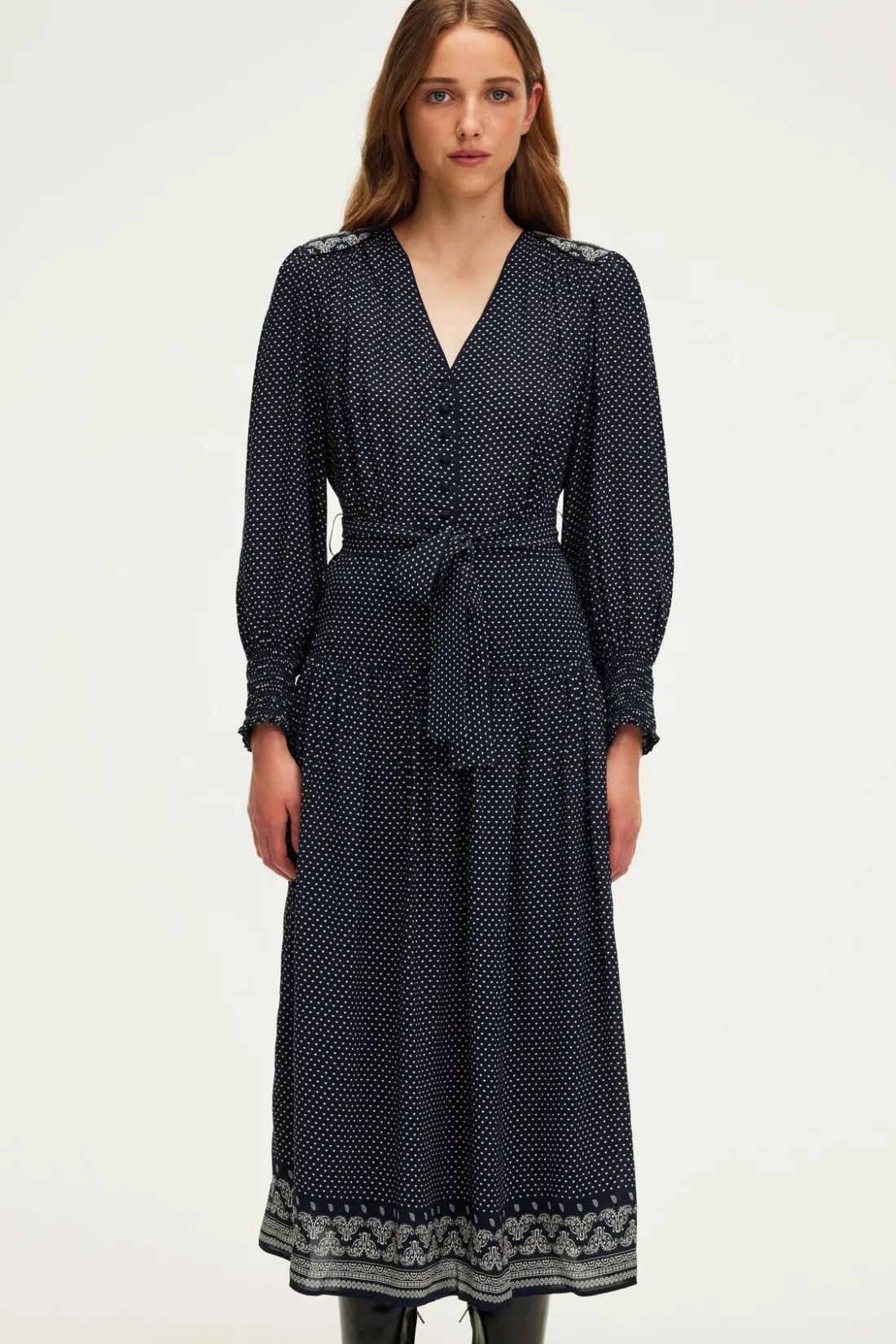 Pablo Robe longue cintrée imprimée - SYLVIA Marine Cheap
