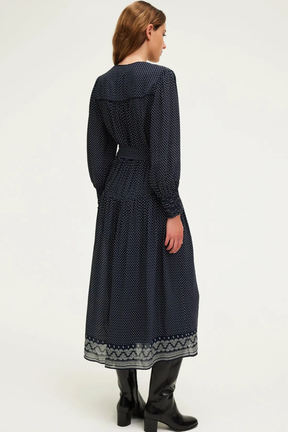 Pablo Robe longue cintrée imprimée - SYLVIA Marine Cheap