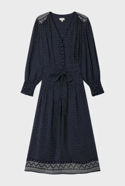 Pablo Robe longue cintrée imprimée - SYLVIA Marine Cheap