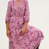 Pablo Robe longue et fluide à fleurs - STEPHANN Fuchsia Clearance