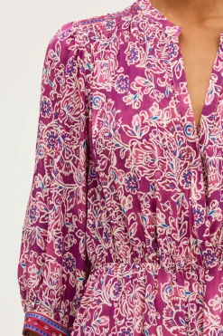 Pablo Robe longue et fluide à fleurs - STEPHANN Fuchsia Clearance