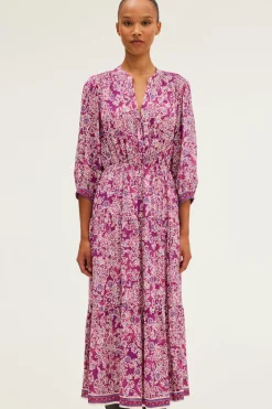 Pablo Robe longue et fluide à fleurs - STEPHANN Fuchsia Clearance