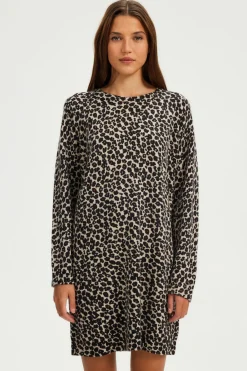 Pablo Robe léopard courte en laine - SEVANE Beige Flash Sale