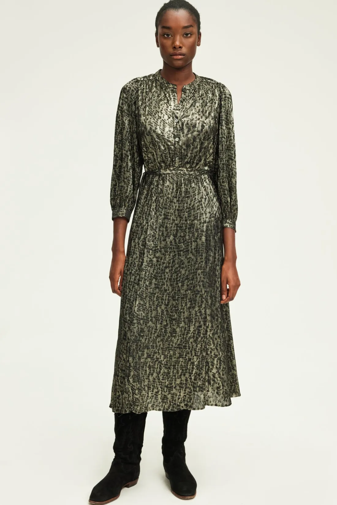 Pablo Robe midi en lurex léopard - SYDONIE Noir Best
