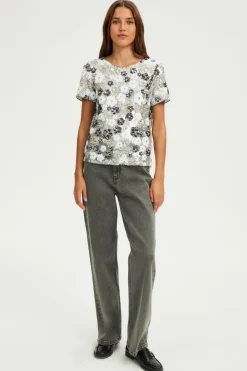 Pablo Top à fleurs en sequins - BENITA Argent Sale