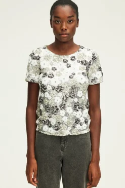 Pablo Top à fleurs en sequins - BENITA Argent Sale