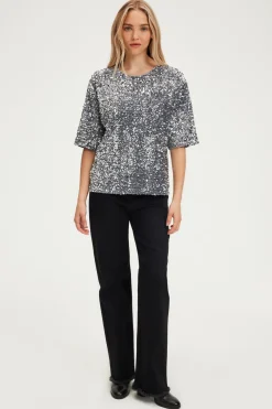 Pablo Top à sequins argentés - ALESSIA GrisChiné New