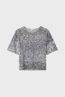 Pablo Top à sequins argentés - ALESSIA GrisChiné New
