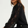 Pablo Top aux manches en dentelle - BRELLE Noir Outlet