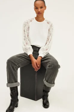 Pablo Top aux manches en dentelle - BRELLE Ecru Shop
