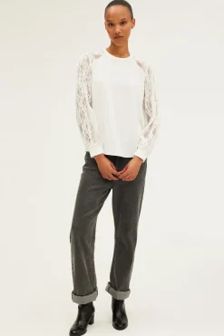 Pablo Top aux manches en dentelle - BRELLE Ecru Shop