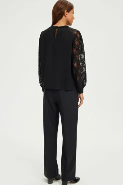 Pablo Top aux manches en dentelle - BRELLE Noir Outlet