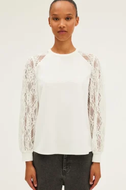 Pablo Top aux manches en dentelle - BRELLE Ecru Shop