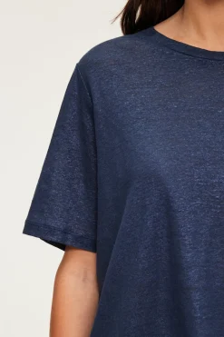 Pablo T-shirt manches courtes en lin brillant - AMINA Marine Best