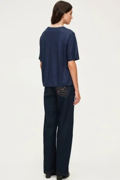Pablo T-shirt manches courtes en lin brillant - AMINA Marine Best