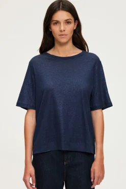 Pablo T-shirt manches courtes en lin brillant - AMINA Marine Best