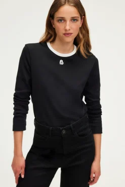Pablo T-shirt manches longues à logo - ANNECLAIRE Noir Hot