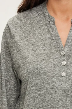 Pablo T-shirt manches longues et strass - ALYS GrisChiné Hot