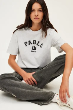 Pablo T-shirt sérigraphié en coton - AZADEE GrisChiné Clearance