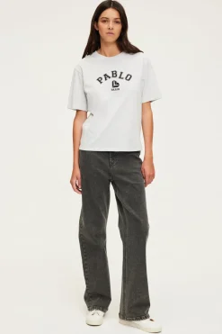 Pablo T-shirt sérigraphié en coton - AZADEE GrisChiné Clearance