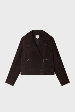 Pablo Veste biker en cuir velours - BIBIANE Cinanon Best Sale