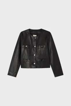 Pablo Veste courte en cuir - BURCINE Noir Cheap