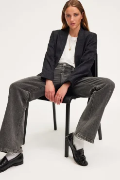 Pablo Veste croisée à fines rayures - MARIELLE anthracite Clearance