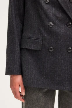 Pablo Veste croisée à fines rayures - MARIELLE anthracite Clearance