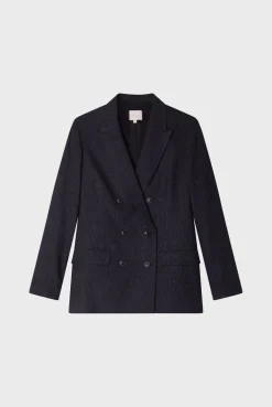 Pablo Veste croisée à fines rayures - MARIELLE anthracite Clearance