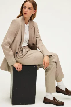 Pablo Veste croisée en flanelle unie - MARJORIE Sable Outlet