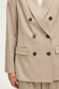 Pablo Veste croisée en flanelle unie - MARJORIE Sable Outlet