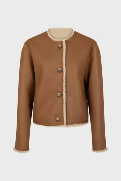 Pablo Veste en peau lainée réversible - ZOELISE Camel New