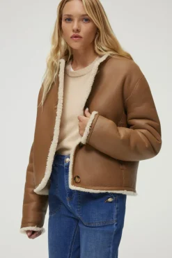 Pablo Veste en peau lainée réversible - ZOELISE Camel New