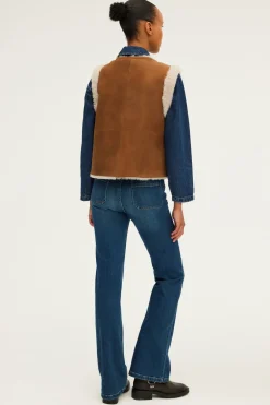 Pablo Veste sans manche en peau lainée - LOLY Camel Flash Sale